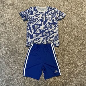 Adidas Kids Blue and Gray Graphic Tee